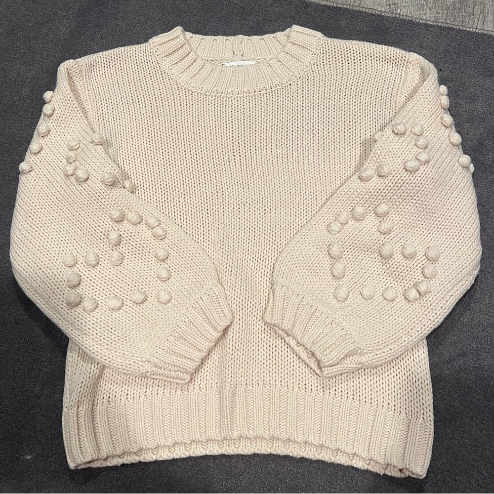 Cream Heart Bobble Sweater